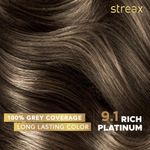Buy Streax cream Hair colour, 100% Grey Coverage, No Ammonia, Long Lasting Permanent hair colour, Rich Platinum, 120 ml - Purplle