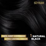 Buy Streax cream Hair colour, 100% Grey Coverage, No Ammonia, Long Lasting Permanent hair colour, Natural Black, 120 ml - Purplle