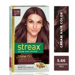 Buy Streax cream Hair colour, 100% Grey Coverage, No Ammonia, Long Lasting Permanent hair colour, Cinnamon Red, 120 ml - Purplle