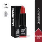 Buy STREET WEAR® Satin Smooth Lipstick -FLAMING RED (Red/Maroon) - 4.2 gms - Longwear Creme Lipstick, Moisturizing, Creamy Formuation, 100% Color payoff, Enriched with Aloe vera, Vitamin E and Shea Butter - Purplle