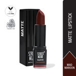 Buy STREET WEAR® Matte Lipstick -MAD MAROON (Red/Maroon) - 4.2 gms -Longwear, Velvety texture, Fade-resistant, High Color payoff, Lightweight Matte Lipstick, Plant-based Canuuba wax, Paraben-free - Purplle