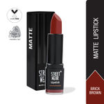 Buy STREET WEAR® Matte Lipstick -BRICK BROWN (Brown) - 4.2 gms -Longwear, Velvety texture, Fade-resistant, High Color payoff, Lightweight Matte Lipstick, Plant-based Canuuba wax, Paraben-free - Purplle