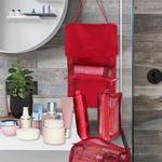 Buy House of Quirk Hanging Roll-Up Makeup Bag, 4-in-1 Foldable Toiletry Bag for Travel, Detachable Storage Bags, Travel Cosmetic Organizer Bag for Women (Red)_(ROLL_GO_RED) - Purplle