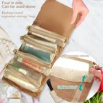 Buy House of Quirk Hanging Roll-Up Makeup Bag, 4-in-1 Foldable Toiletry Bag for Travel, Detachable Storage Bags, Travel Cosmetic Organizer Bag for Women (Tan)_(ROLL_GO_TAN) - Purplle