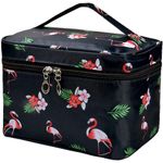 Buy House of Quirk Travel Toiletry Bag, Portable Makeup Bags for Women Girls, Large Zipper Cosmetic Case, Cosmetic Accessories Organizer - Black Flamingo_(LP_POUCH_BLA_FLAMINGO) - Purplle