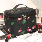 Buy House of Quirk Travel Toiletry Bag, Portable Makeup Bags for Women Girls, Large Zipper Cosmetic Case, Cosmetic Accessories Organizer - Black Flamingo_(LP_POUCH_BLA_FLAMINGO) - Purplle
