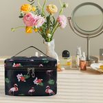 Buy House of Quirk Travel Toiletry Bag, Portable Makeup Bags for Women Girls, Large Zipper Cosmetic Case, Cosmetic Accessories Organizer - Black Flamingo_(LP_POUCH_BLA_FLAMINGO) - Purplle