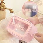 Buy House of Quirk Clear Toiletry Bag, Wash Make Up Bag PVC Waterproof Zippered Cosmetic Bag, Portable Carry Pouch for Women Men (Set of 3 Bag Pink)_(SET3_WASHBAG_PIN) - Purplle