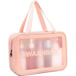 Buy House of Quirk Clear Toiletry Bag, Wash Make Up Bag PVC Waterproof Zippered Cosmetic Bag, Portable Carry Pouch for Women Men (Pink Large)_(WASHBAG_L_PIN) - Purplle