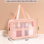 Buy House of Quirk Clear Toiletry Bag, Wash Make Up Bag PVC Waterproof Zippered Cosmetic Bag, Portable Carry Pouch for Women Men (Pink Large)_(WASHBAG_L_PIN) - Purplle