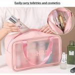 Buy House of Quirk Clear Toiletry Bag, Wash Make Up Bag PVC Waterproof Zippered Cosmetic Bag, Portable Carry Pouch for Women Men (Pink Large)_(WASHBAG_L_PIN) - Purplle