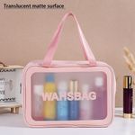 Buy House of Quirk Clear Toiletry Bag, Wash Make Up Bag PVC Waterproof Zippered Cosmetic Bag, Portable Carry Pouch for Women Men (Pink Large)_(WASHBAG_L_PIN) - Purplle