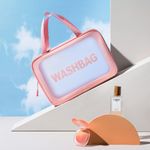 Buy House of Quirk Clear Toiletry Bag, Wash Make Up Bag PVC Waterproof Zippered Cosmetic Bag, Portable Carry Pouch for Women Men (Pink Large)_(WASHBAG_L_PIN) - Purplle