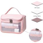 Buy House of Quirk Makeup Storage Bag, Frosted Portable Large Capacity PVC Make Up Wash Bath Household Travel Bag, Flip Cosmetic Bag (Pink)_(WASHBAG_TOKIT_PINK) - Purplle