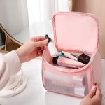 Buy House of Quirk Makeup Storage Bag, Frosted Portable Large Capacity PVC Make Up Wash Bath Household Travel Bag, Flip Cosmetic Bag (Pink)_(WASHBAG_TOKIT_PINK) - Purplle