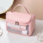 Buy House of Quirk Makeup Storage Bag, Frosted Portable Large Capacity PVC Make Up Wash Bath Household Travel Bag, Flip Cosmetic Bag (Pink)_(WASHBAG_TOKIT_PINK) - Purplle