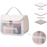 Buy House of Quirk Makeup Storage Bag, Frosted Portable Large Capacity PVC Make Up Wash Bath Household Travel Bag, Flip Cosmetic Bag (White)_(WASHBAG_TOKIT_WHITE) - Purplle