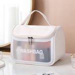 Buy House of Quirk Makeup Storage Bag, Frosted Portable Large Capacity PVC Make Up Wash Bath Household Travel Bag, Flip Cosmetic Bag (White)_(WASHBAG_TOKIT_WHITE) - Purplle
