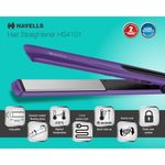 Buy Havells HS4101 Ceramic Plates Fast Heat up Hair Straightener, Straightens & Curls, Suitable for all Hair Types (Purple) - Purplle