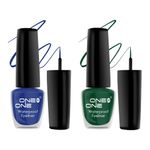 Buy ONE on ONE 24 Hrs Long Lasting & Waterproof Eyeliner, Set of 2 Metallic Green and Metallic Blue - Purplle