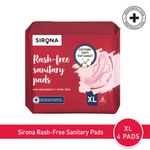 Buy Sirona Cottony Soft Rash Free Sanitary Pads for Women - Pack of 4 (XL Size) | Ultra Soft & Breathable Top Layer | Highly Absorbent Core with Wide Coverage for Leakage Protection - Purplle