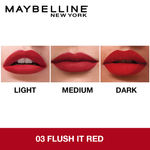 Buy Maybelline New York Sensational Liquid Matte Lipstick 03 Flush It Red, 7G. - Purplle