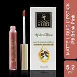 Buy Good Vibes HydraGlow Matte Liquid Lipstick | Jojoba & Vitamin E| Brink Pink (P3) - (5.2ml) - Purplle