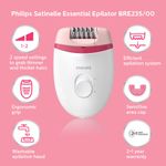 Buy Philips BRE235 Corded Compact Epilator (White and Pink) for gentle hair removal at home - Purplle
