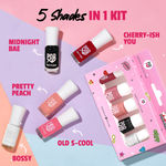 Buy MyGlamm POPXO MINI NAIL KIT - BESTIE-Pretty Peach, Old S-cool, Cherry-ish You, Midnight Bae, Buddy Forever (15 ml) - Purplle