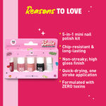 Buy MyGlamm POPXO MINI NAIL KIT - BESTIE-Pretty Peach, Old S-cool, Cherry-ish You, Midnight Bae, Buddy Forever (15 ml) - Purplle