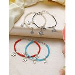 Buy Jazz And Sizzle Set of 4 Silver Elephant,Flowerbutterfly,Circle & Cocoon Charms Beaded Handcrafted Anklets - Purplle
