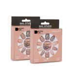Buy Dashing Diva Press Magic Nude Nude Artificial Reusable Acrylic Press on Nails With Quick Dry Glue, Pack of 2 - Purplle