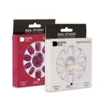 Buy Dashing Diva Press Magic Brick Red, Snow White False Fake Reusable Acrylic Press on Nails With Quick Dry Nail Glue, Pack of 2 - Purplle