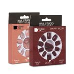 Buy Dashing Diva Press Magic Beige Sparkles, Cherry Wood Reusable Fake/False Acrylic Press on Nails With Quick Dry Nail Glue, Pack of 2 - Purplle