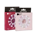 Buy Dashing Diva Press Magic Blush Pink, Brick Red Reusable Fake/False Acrylic Press on Nails With Quick Dry Nail Glue, Pack of 2 - Purplle