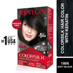Buy Revlon ColorSilk Hair Color with Keratin - 1WN Soft Black - (with Outrageous Shampoo 90 ml) - Purplle