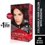 Buy Revlon ColorSilk Hair Color with Keratin - 2N Brown Black - (with Outrageous Shampoo 90 ml) - Purplle