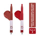 Buy Matt look Power Last Lip Stain Crayon Lipstick, Rich Colour, Non Transfer, Mask Proof & Luxurious Creamy Matte, Choco Lava & Rosy Red, PO2 (4.0 gm) - Purplle