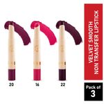 Buy Matt look Velvet Smooth Non-Transfer, Long Lasting & Water Proof Lipstick, Boyfriend Stealer, Purple Martini & Midnight Purple, PO3 (6 gm) - Purplle
