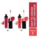 Buy Matt look Matte Crush Velvet Mousse Lipstick, Magenta & Carrot Peach, PO2 (20ml) - Purplle