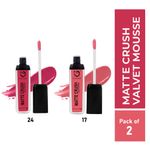 Buy Matt look Matte Crush Velvet Mousse Lipstick, Dark Magenta & Kissable Pink, PO2 (20ml) - Purplle