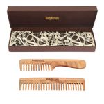 Buy BodyHerbals Anti Static Handmade 100 % Natural Neem Wood Comb Set, Gift Sets of Handle Rake and Wide Tooth Combs - Purplle