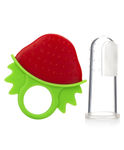 Buy INFANTSO Non-Toxic Food-Grade Silicone Strawberry Shaped Baby Teether And Baby finger Brush Combo - Purplle