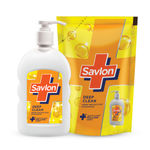 Buy Savlon Deep Clean Germ Protection Liquid Handwash 200ml pump + 175ml refill pouch combo - Purplle