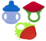 Buy INFANTSO Non-Toxic Food-Grade Silicone Baby Teether, BPA-Free for Pain-Relief Easy Teething, for 2+ Months Babies (Watermelon, Bottle Blu & Strawberry - Purplle