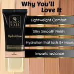 Buy Good Vibes HydraGlow Liquid Foundation with Red Orange Extract - 125 Cool Ivory | 8+ Hours Hydration | Natural to Buildable Coverage | Lightweight Comfort | Silky Smooth Finish (30 ml) - Purplle