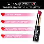 Buy Iba Must Have Transfer Proof Ultra Matte Lipstick Shade 07 Pick Me Up, 3.2g | Enriched with Vitamin E and Cocoa Butter | Highly Pigmented and Long Lasting Matte Finish | Waterproof | 100% Vegan - Purplle