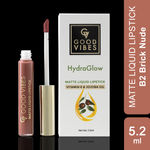 Buy Good Vibes HydraGlow Matte Liquid Lipstick Brick Nude| Jojoba & Vitamin E| (B2) - (5.2ml) - Purplle
