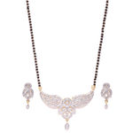 Buy Jewel Galaxy Black Silver-Toned Stone-Studded Mangalsutra with Earrings Set JG-MNS-08 - Purplle