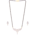 Buy Jewel Galaxy Black Silver-Toned Stone-Studded Mangalsutra with Earrings Set JG-MNS-08 - Purplle